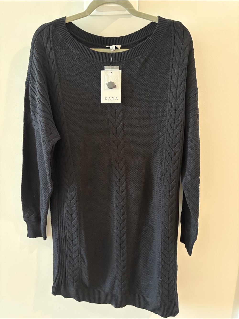 Raya Women's Dark Black Cable Knit Dress